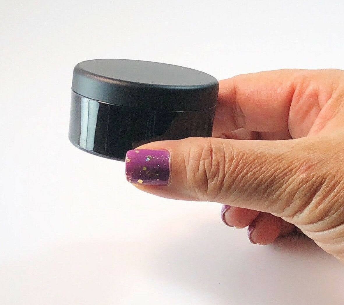 Cosmetic Jars 30 Gram Plastic Containers Matte Black Lids Q655