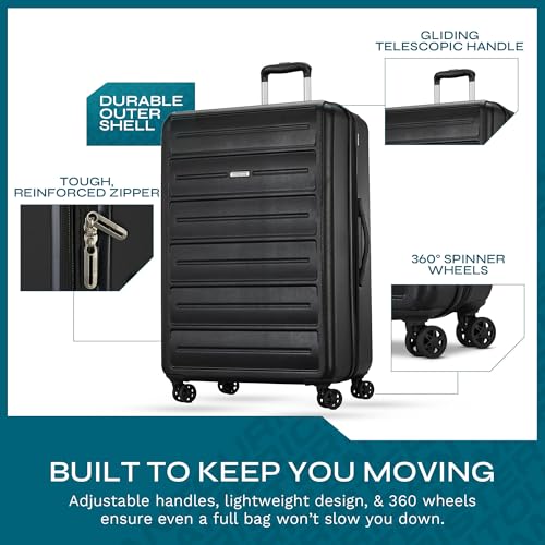 Black 3 Piece Hardshell Spinner Luggage Set W9232