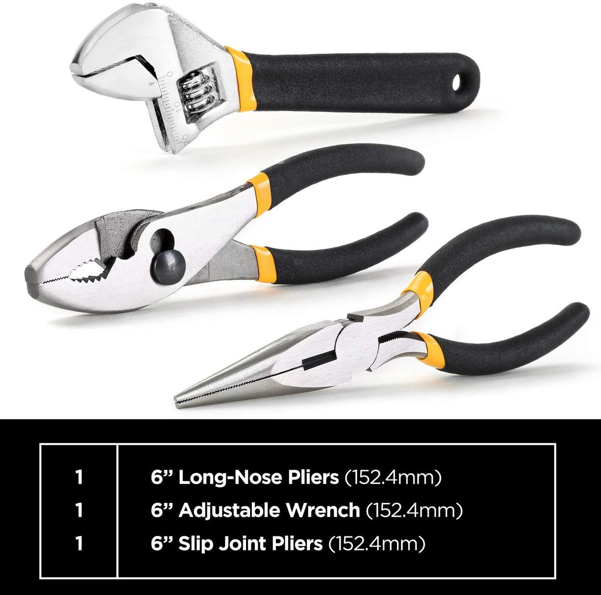 62-Piece Tool Set with Screwdriver Handle, 33 Bits, Pliers, Tape Measure, Torpedo Level, Hammer, Scissors, Wrench, Reinforced Case J8434