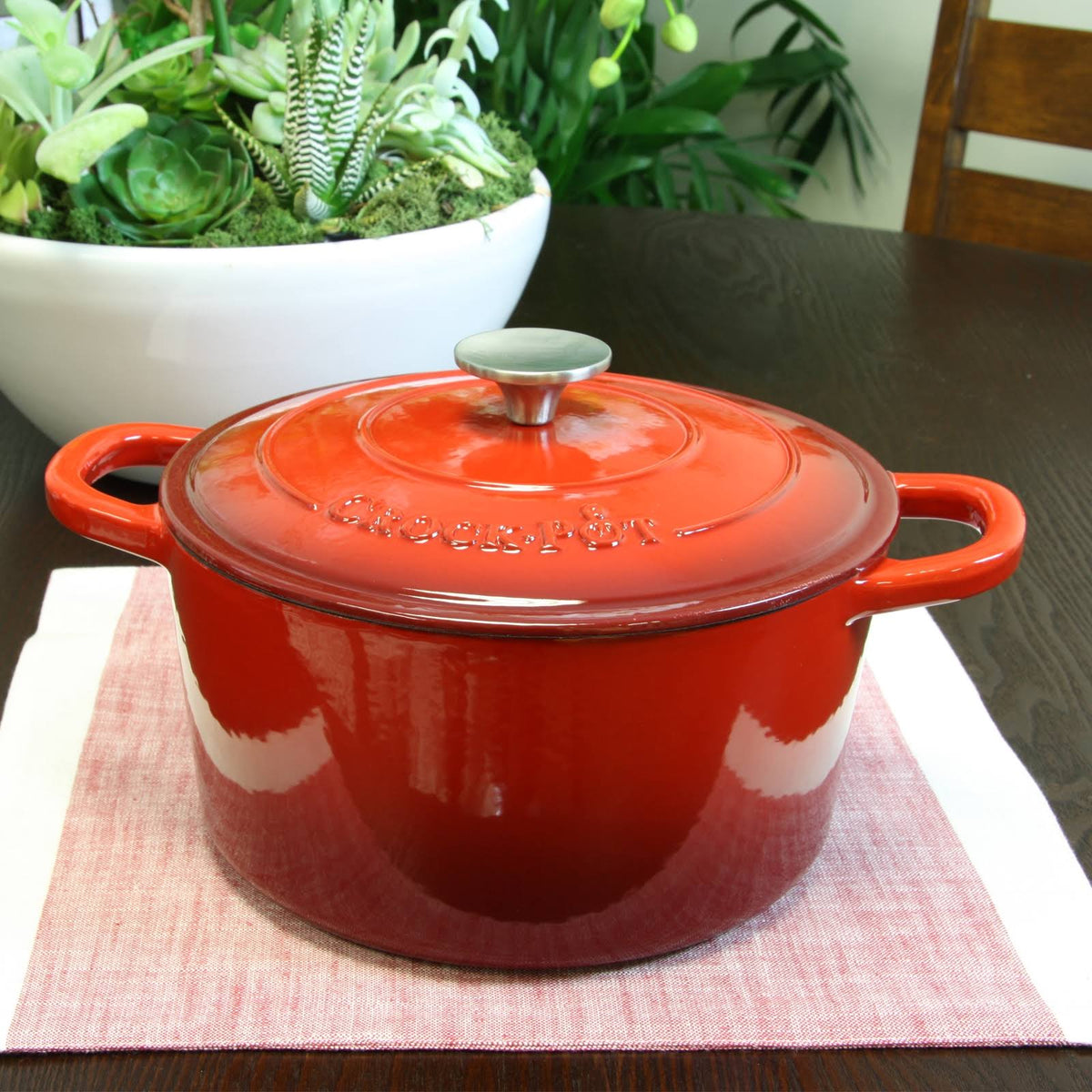Cast Iron Dutch Oven 5 Quart Red D9317