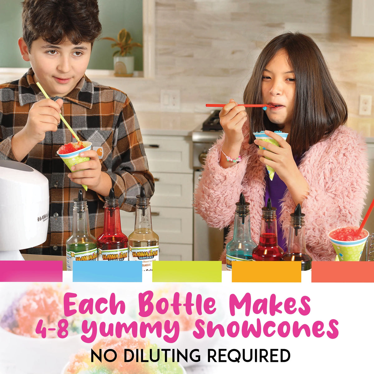 6 Flavor Shaved Ice Syrup Fun Pack with Accessories C531