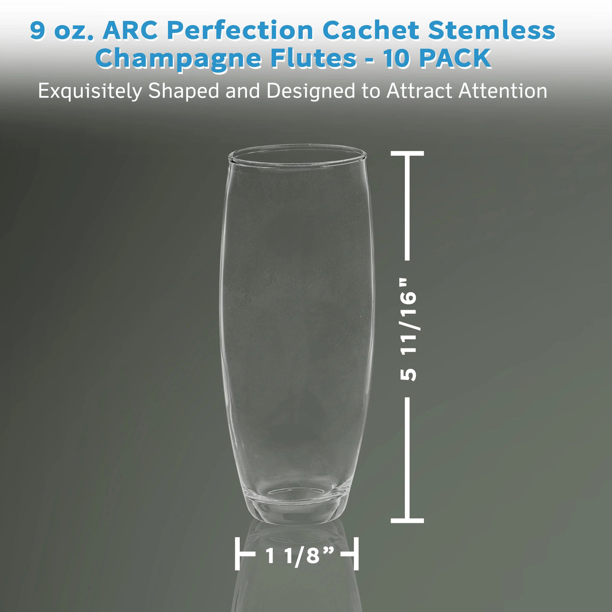 10 ARC Stemless Champagne Flutes Set, 9 oz. Clear K146