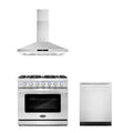 3 Piece Kitchen Appliance Package with Gas Range Range Hood and Dishwasher L1791