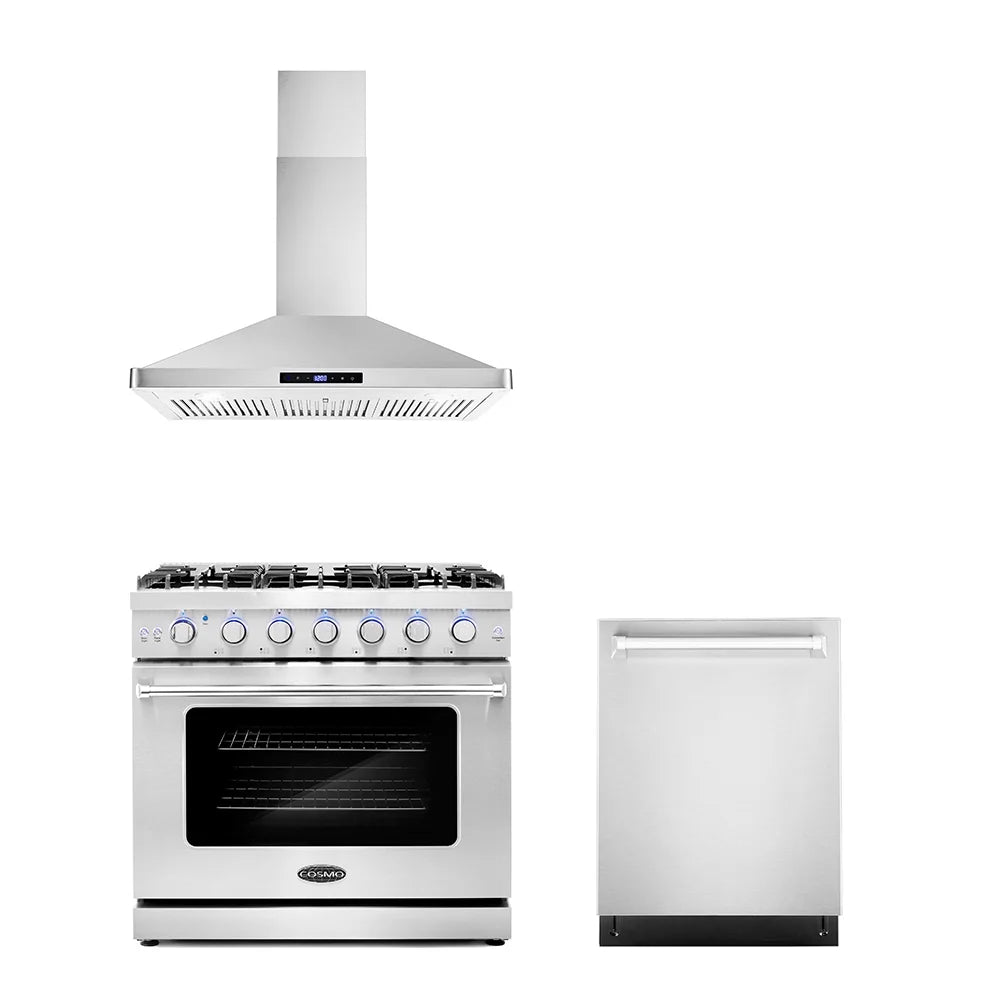 3 Piece Kitchen Appliance Package with Gas Range Range Hood and Dishwasher L1791