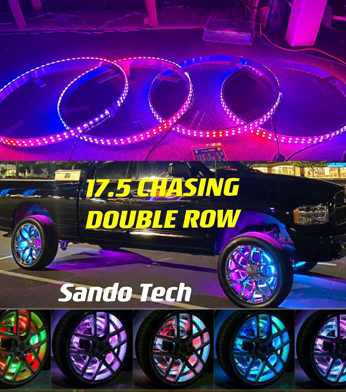 17.5'' Double Row LED Wheel Ring Light IP68 Bluetooth A360
