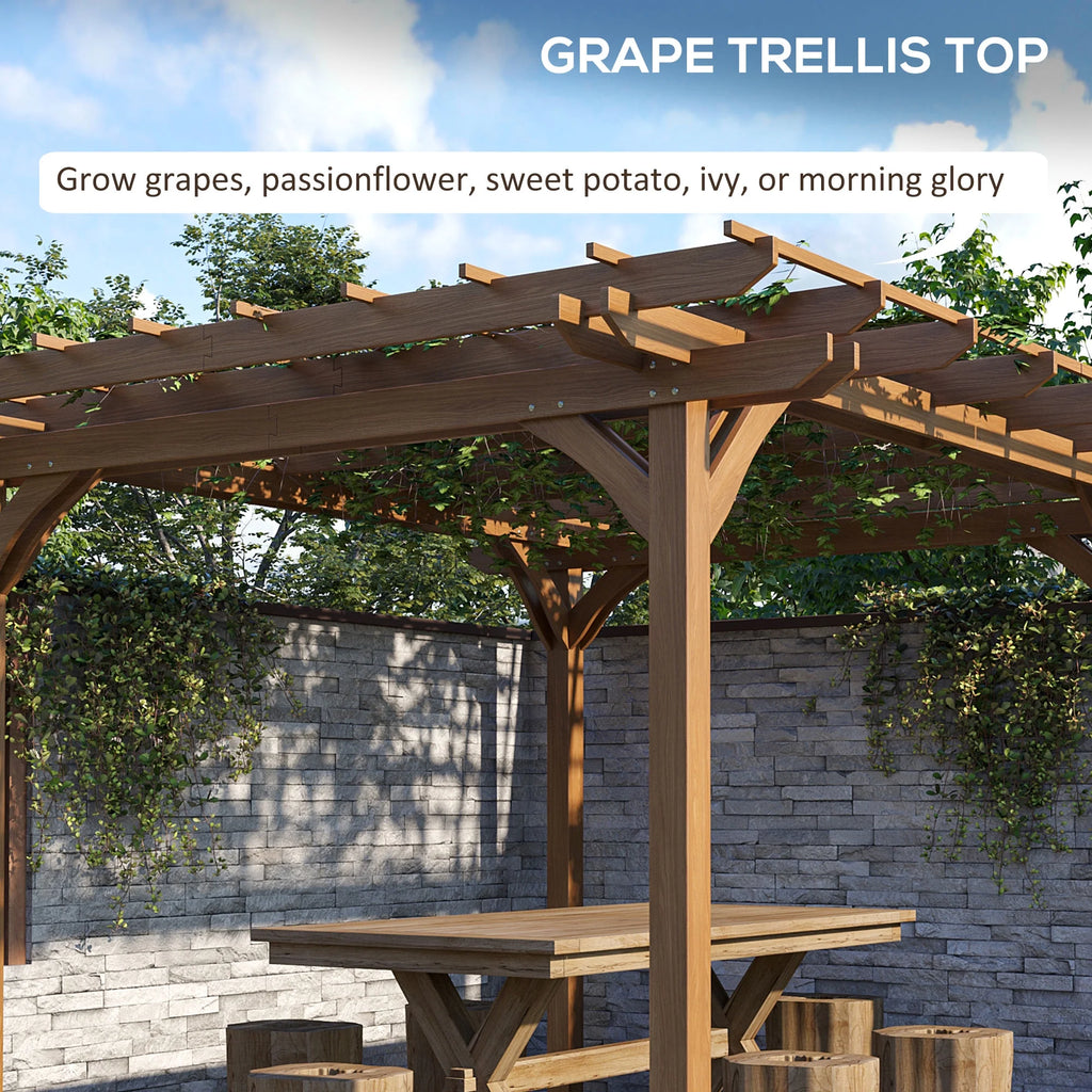 12' x 10' Wooden Pergola Outdoor Gazebo W6804
