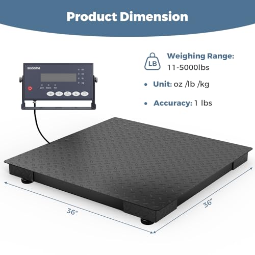 24"x24" 2500 lb Black Digital Industrial Floor Scale L1027
