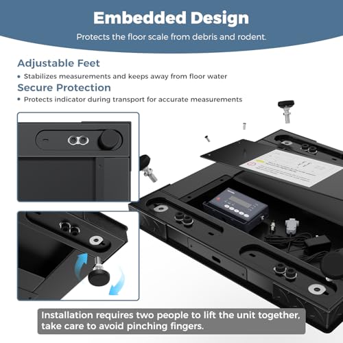24"x24" 2500 lb Black Digital Industrial Floor Scale L1027