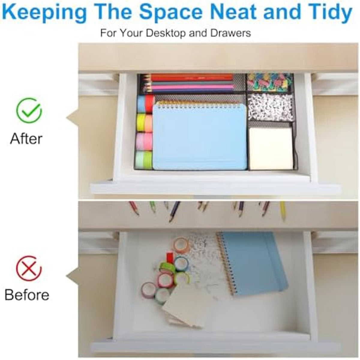 5 Grid Metal Mesh Drawer Organizer E399
