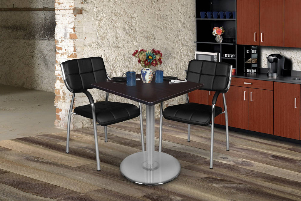 Cherry/Chrome Square Platter Base Table A573870