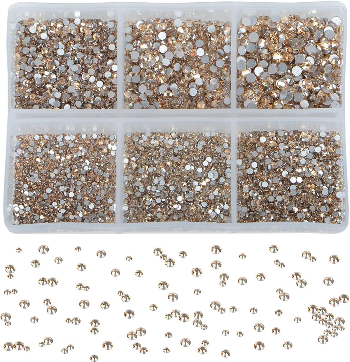 7200 Pieces 6 Mixed Sizes Round Crystal Rhinestones H25386