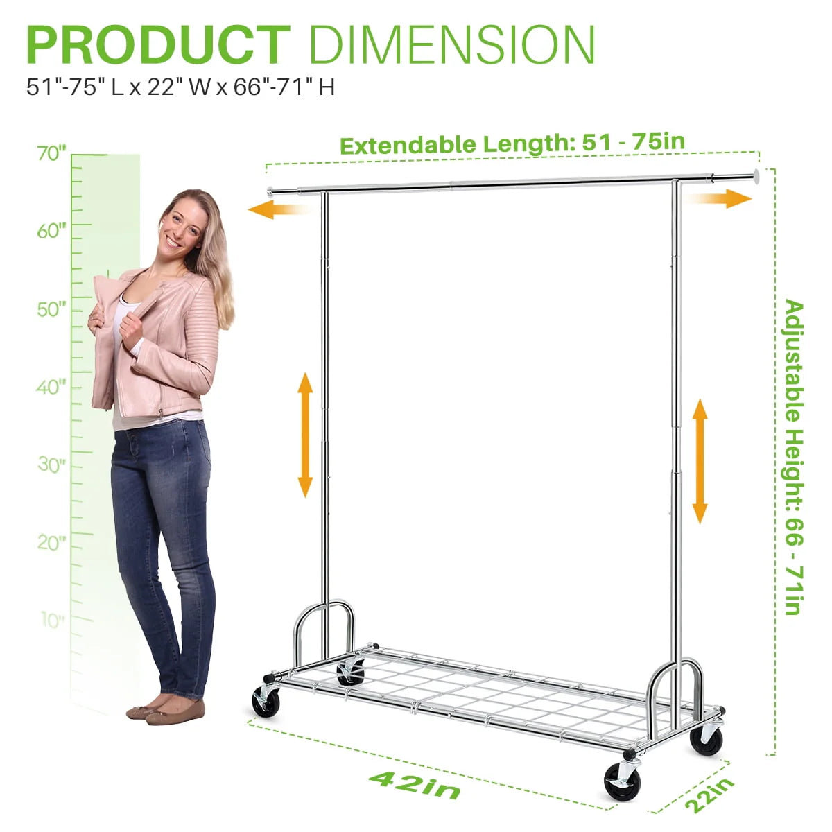 450 lbs Clothing Rack with Shelves C740