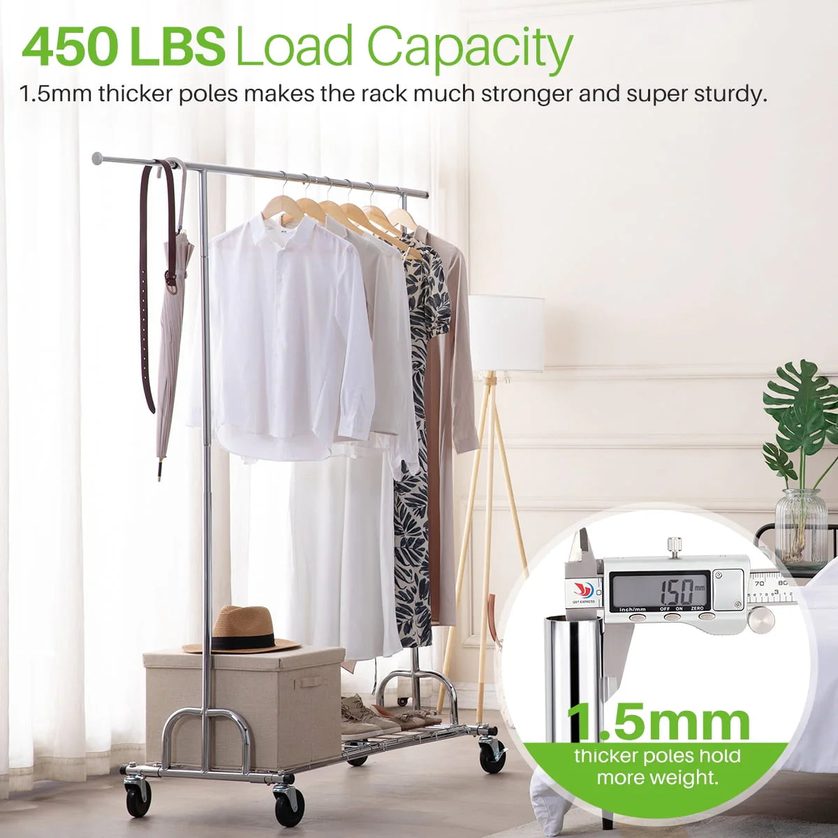 450 lbs Clothing Rack with Shelves C740