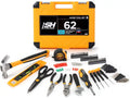 62-Piece Tool Set with Screwdriver Handle, 33 Bits, Pliers, Tape Measure, Torpedo Level, Hammer, Scissors, Wrench, Reinforced Case J8434