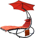Orange Hanging Chaise Lounge Chair with Cushion, Pillow, Canopy, Stand, Storage Pouch P844952