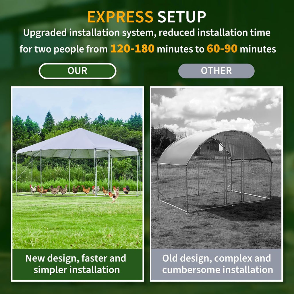 Large Octagon Chicken Coop with Galvanized Steel Frame F591688