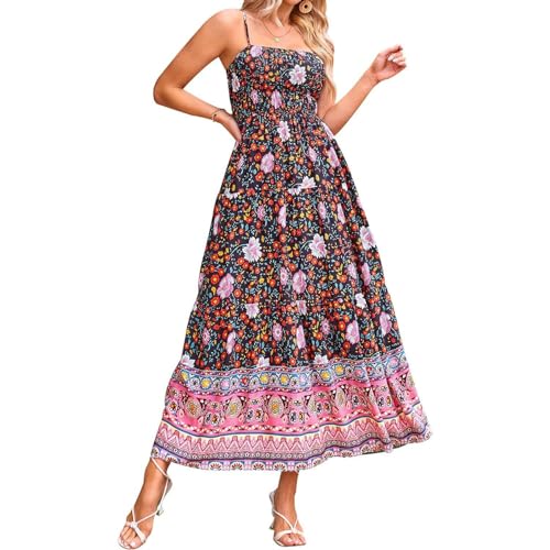 Colorful Graphic Maxi A Line Swing Long Cami Dress S4328