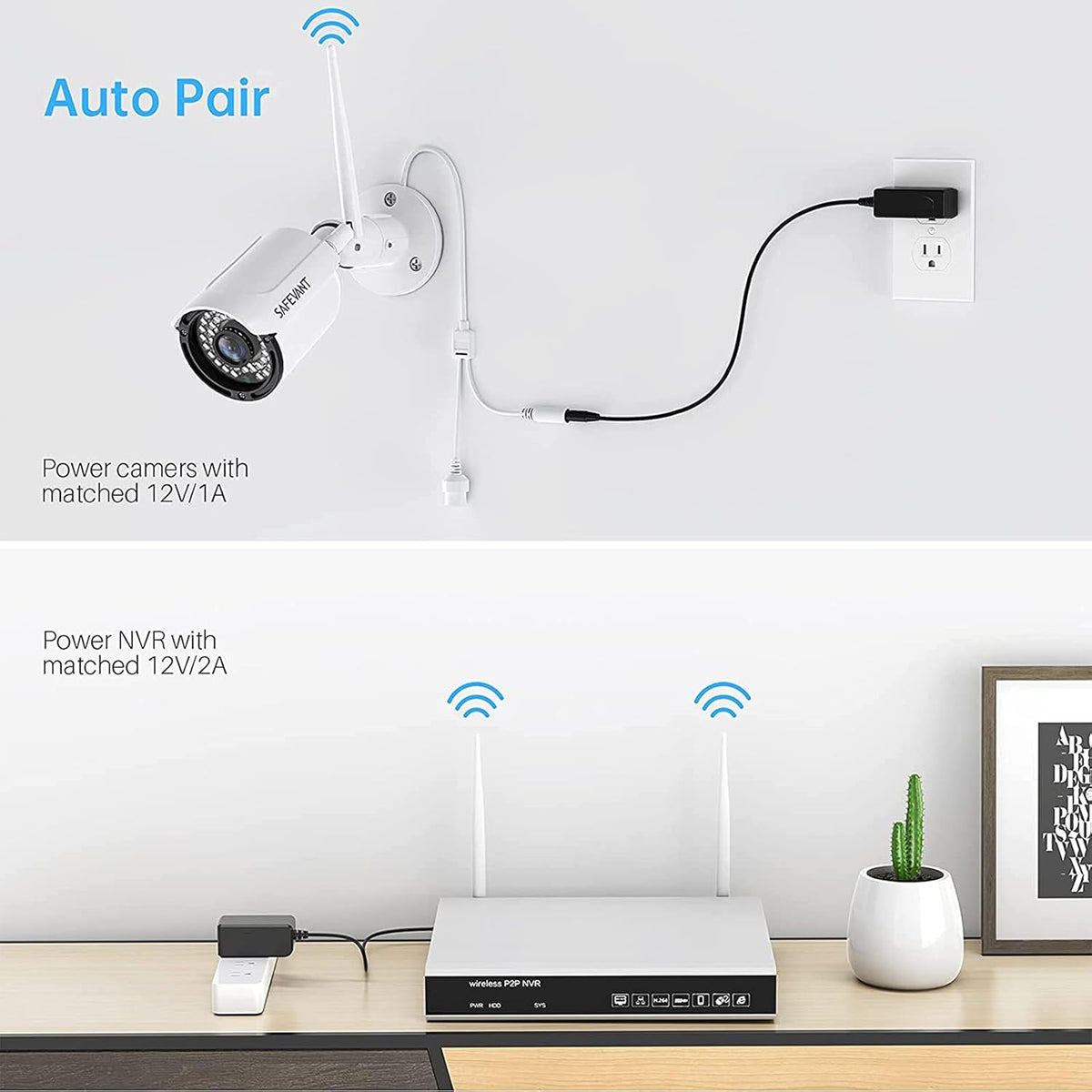 1080P Wireless Security Camera System 8 Channel 8PCS 2MP Night Vision U9818