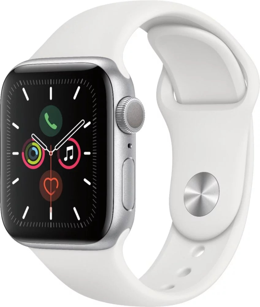Silver Aluminum Case 40mm Smartwatch with White Sport Band D3797