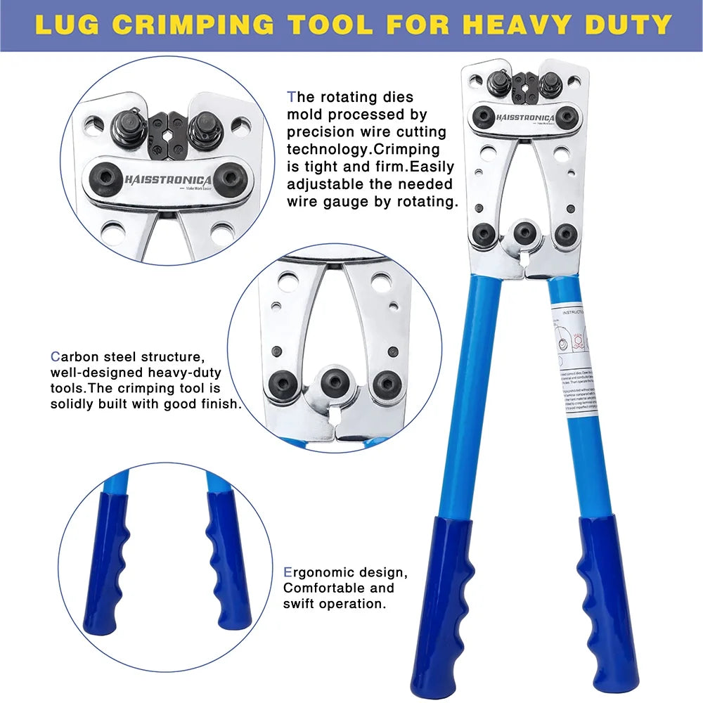 Battery Cable Lug Crimping Tool for AWG 10 8 6 4 2 1/0 A638857