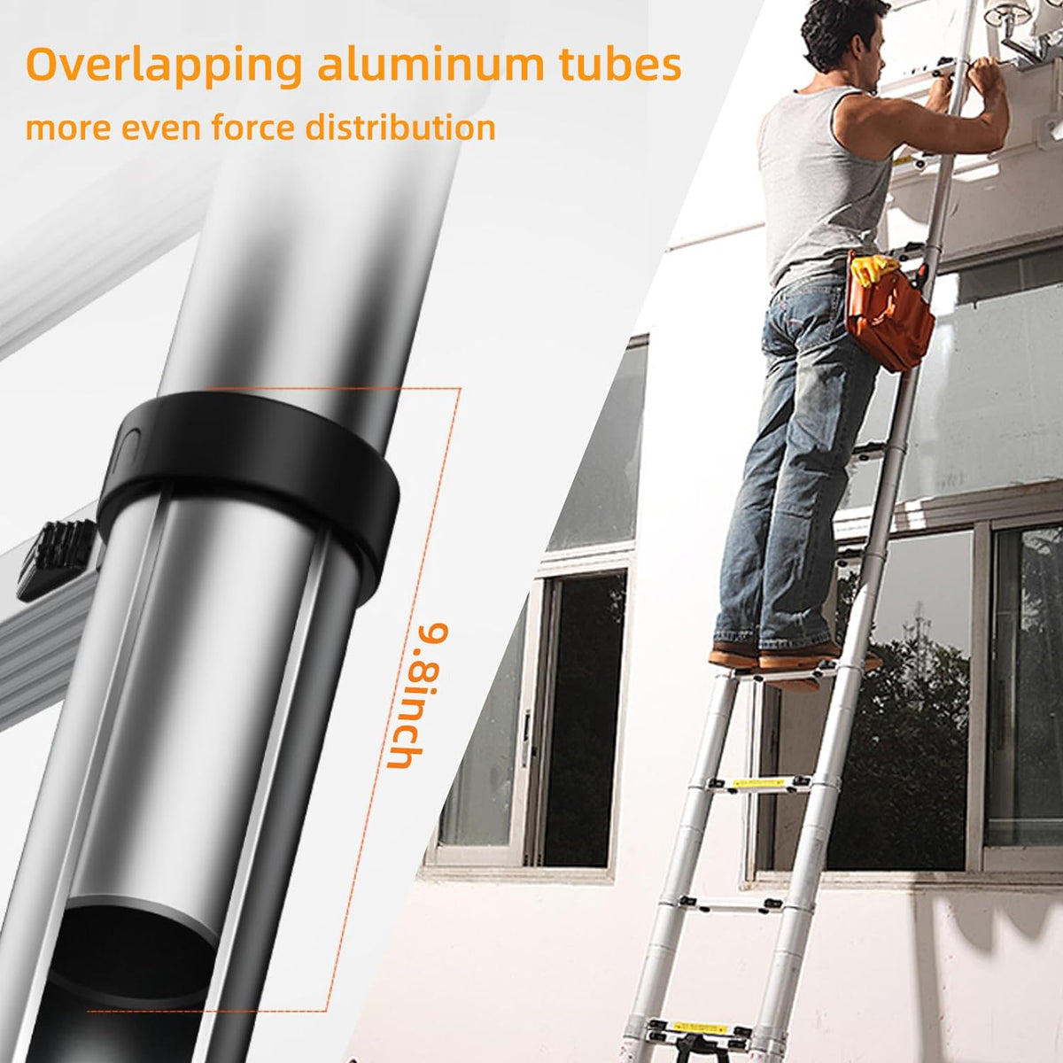 10.5ft Aluminum Telescoping Ladder with Hook Q343
