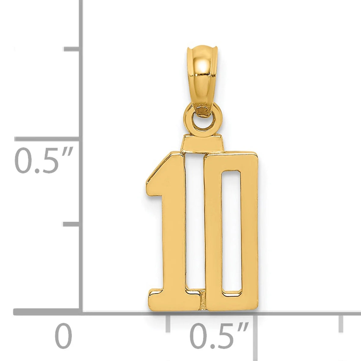 14K Yellow Gold Polished Number 10 Pendant Charm with 10K Yellow Gold Rope Chain Necklace 16'' Q35868