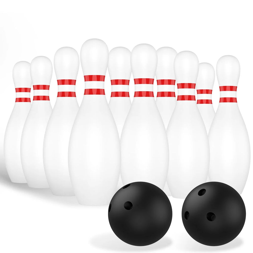 12 Pcs Kids Bowling Set with 10 White Pins and 2 Balls U57275