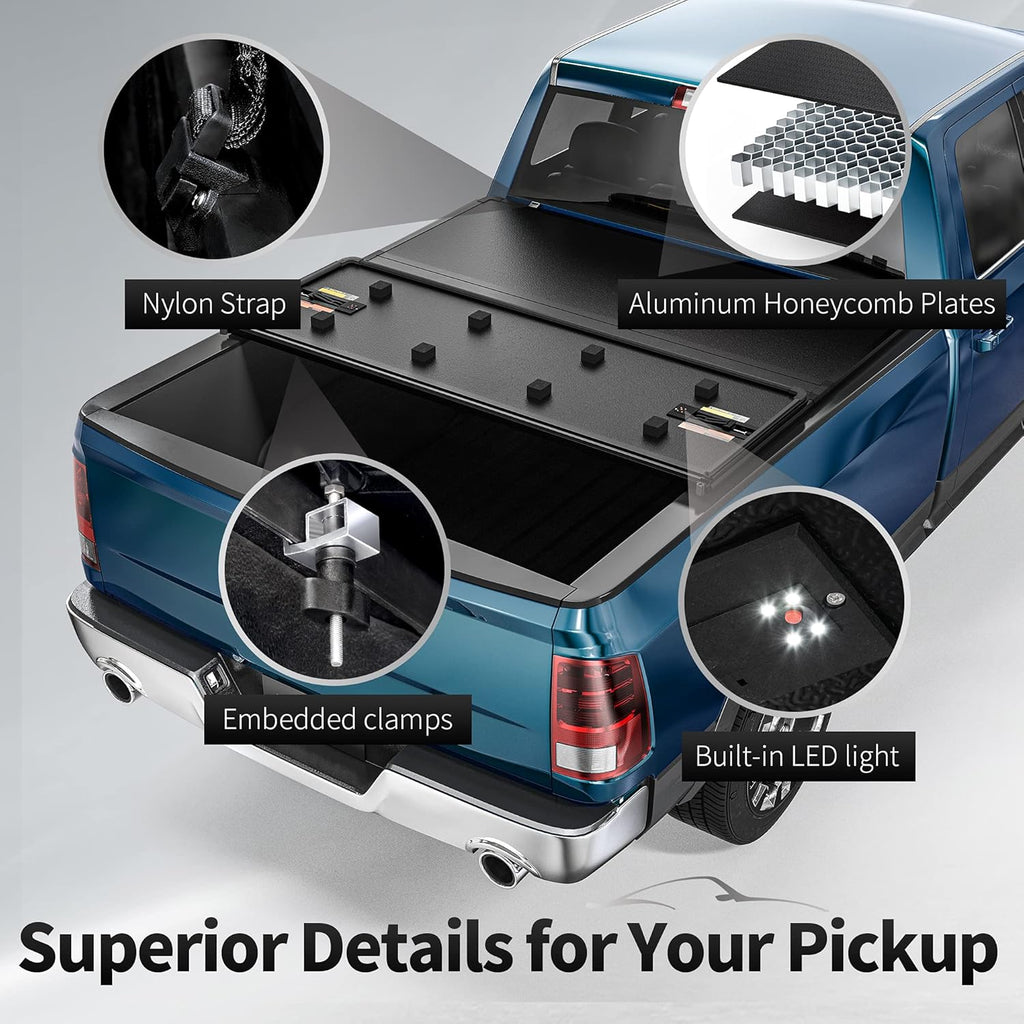 Hard Tri-fold Truck Bed Tonneau Cover for 2009-2022 Dodge Ram 1500, 5.6 ft Bed N2229