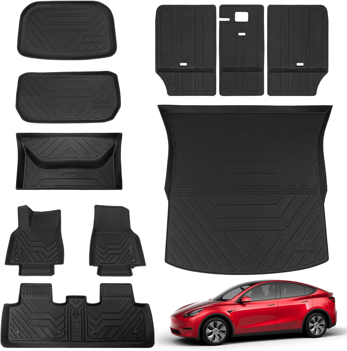 Tesla Model Y Trunk Mat Floor Mats Cargo Liner (Four Trunk Mats + Floor Mats) S362