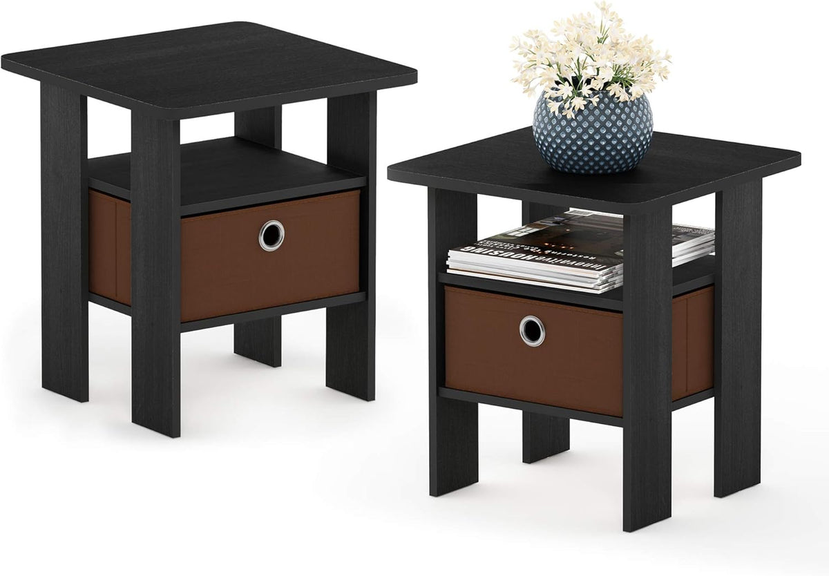 2-Pack Bin Drawer End Table Nightstand U6041
