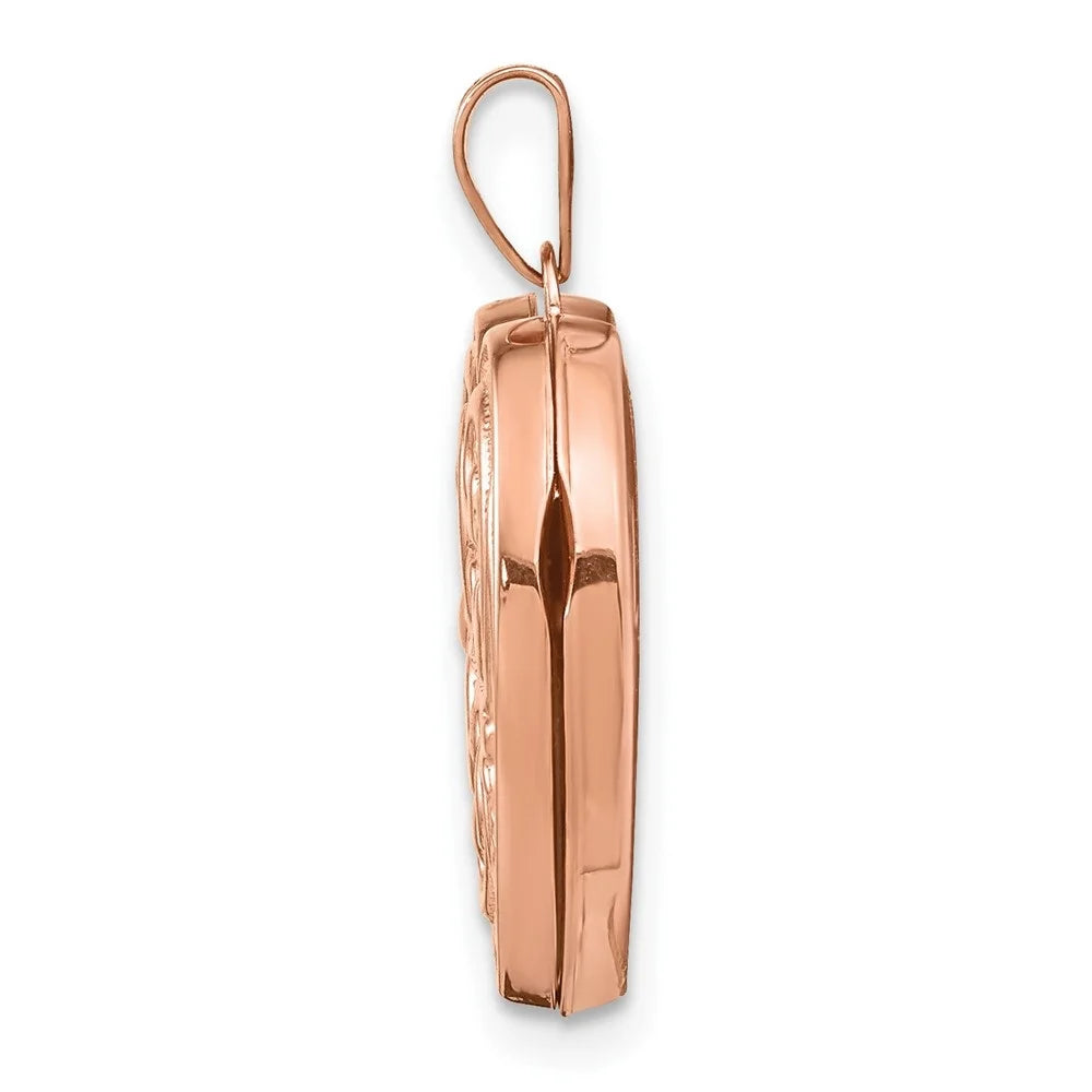 14K Rose Gold Heart Locket Pendant A3014