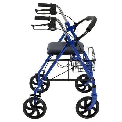 Blue Four Wheel Rollator Walker with Removable Back Support M261193