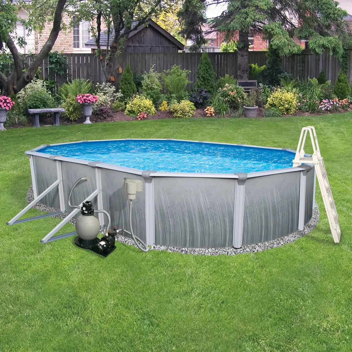 12-ft x 24-ft Oval 52-in Deep Metal Wall Swimming Pool E277