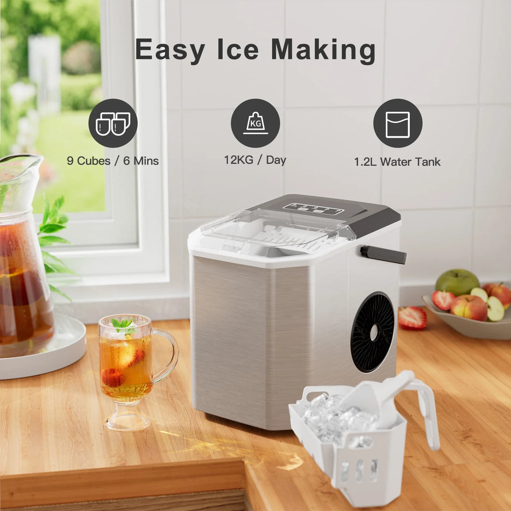 Portable Countertop Ice Maker 9 Cubes 26lbs/24H Silver I735471