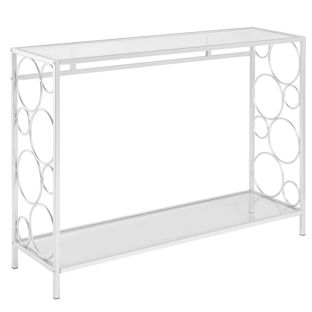 Tempered Glass 2-Tier Console Table with Shelf H80364