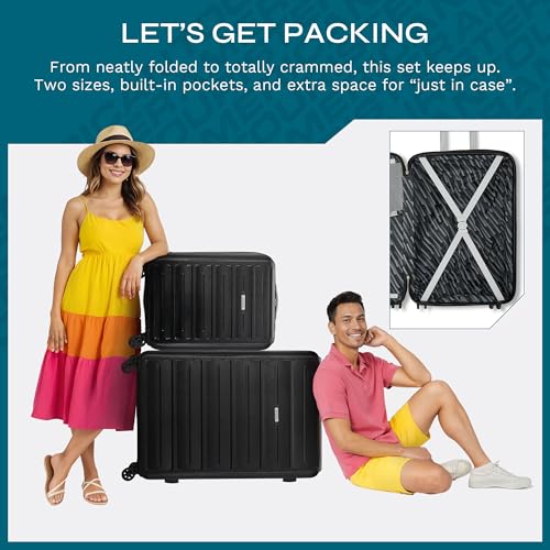 Black 3 Piece Hardshell Spinner Luggage Set W9232
