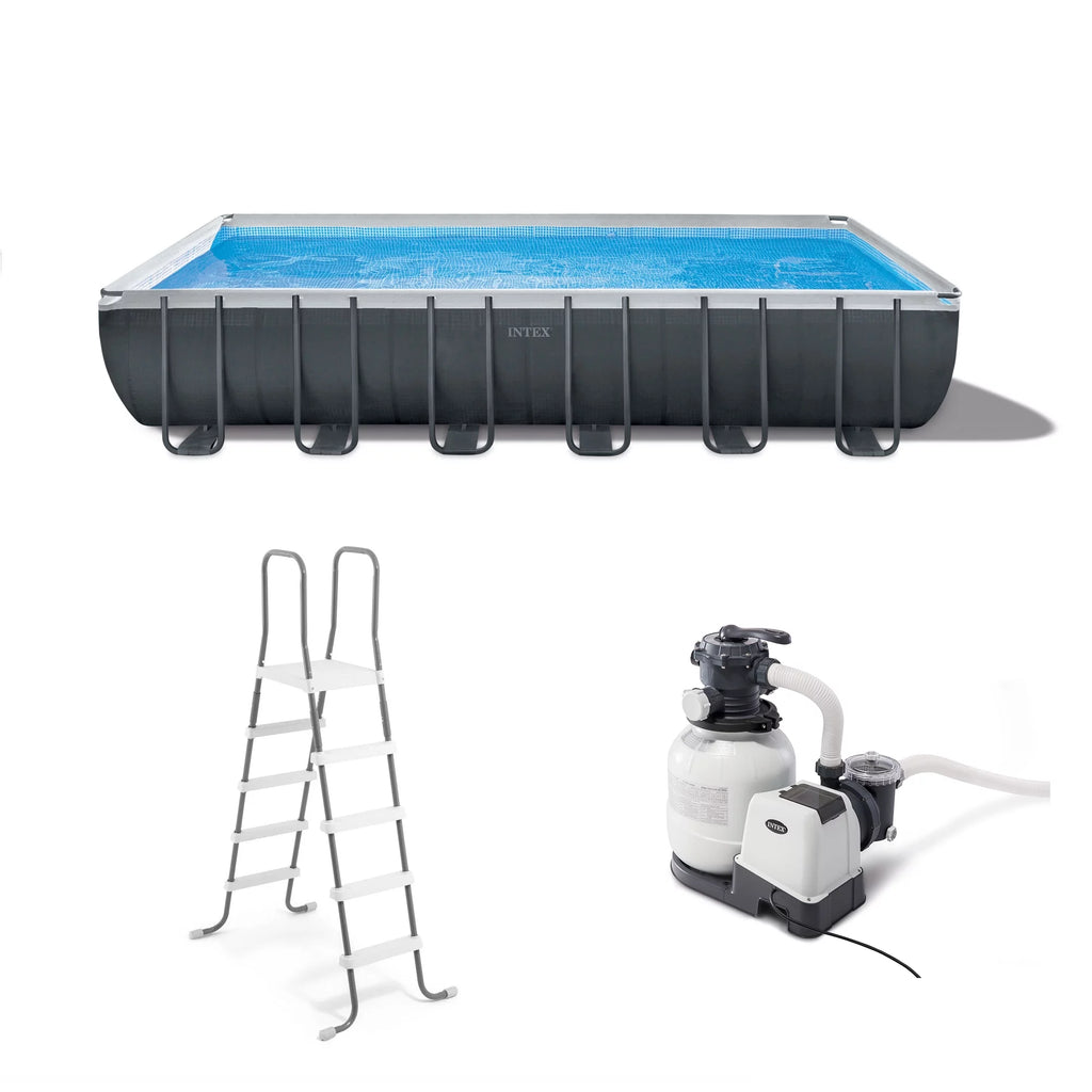 24' x 12' x 52 Rectangular Frame Swimming Pool Set with Pump O293