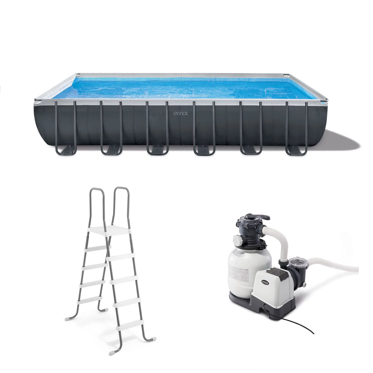 24' x 12' x 52 Rectangular Frame Swimming Pool Set with Pump O293
