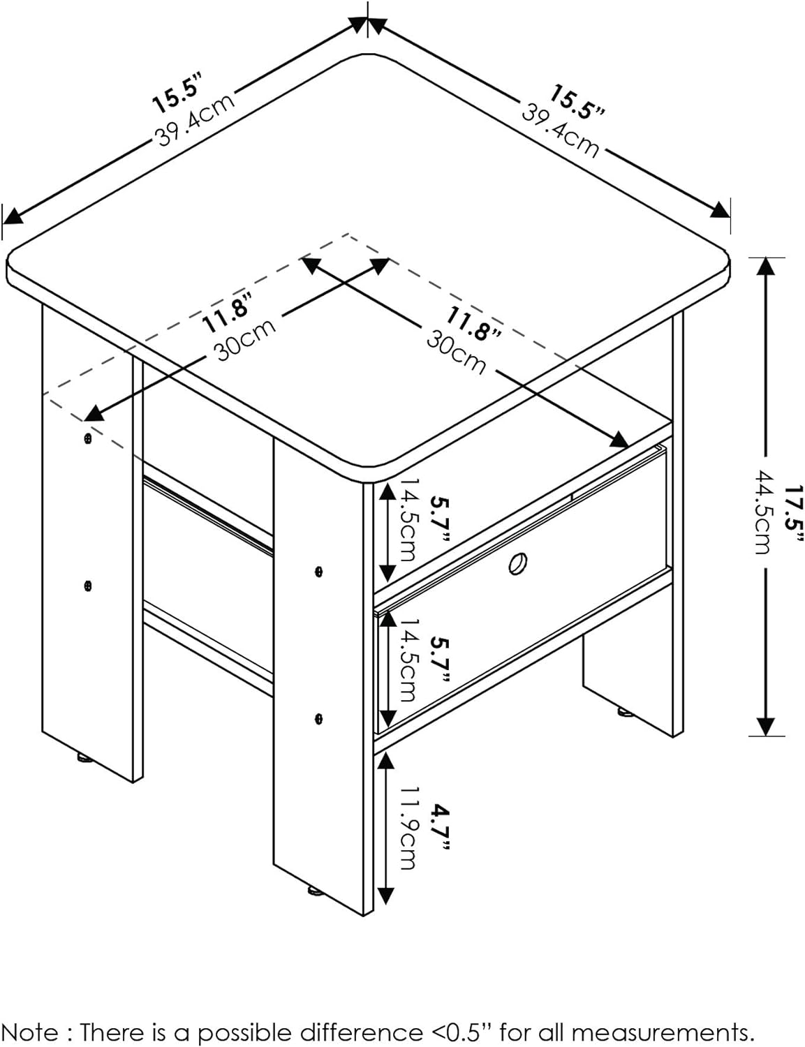 2-Pack Bin Drawer End Table Nightstand U6041