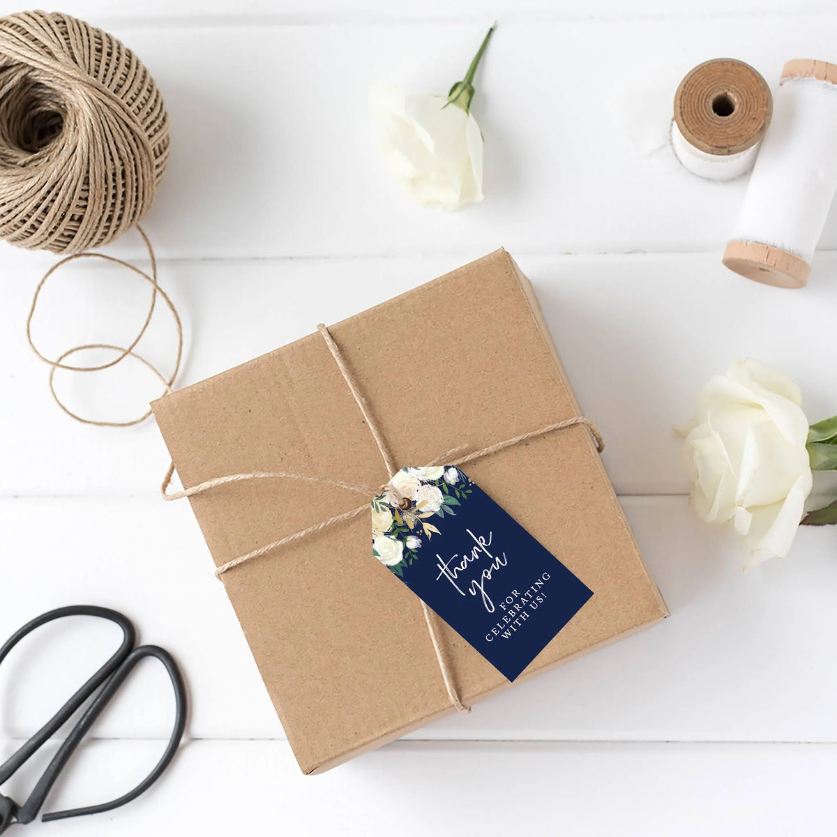 100-Pk Navy Blue Cardstock Favor Tags N9456