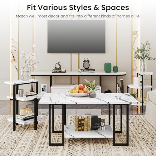 Faux Marble 3 Piece Coffee Table Set F733443