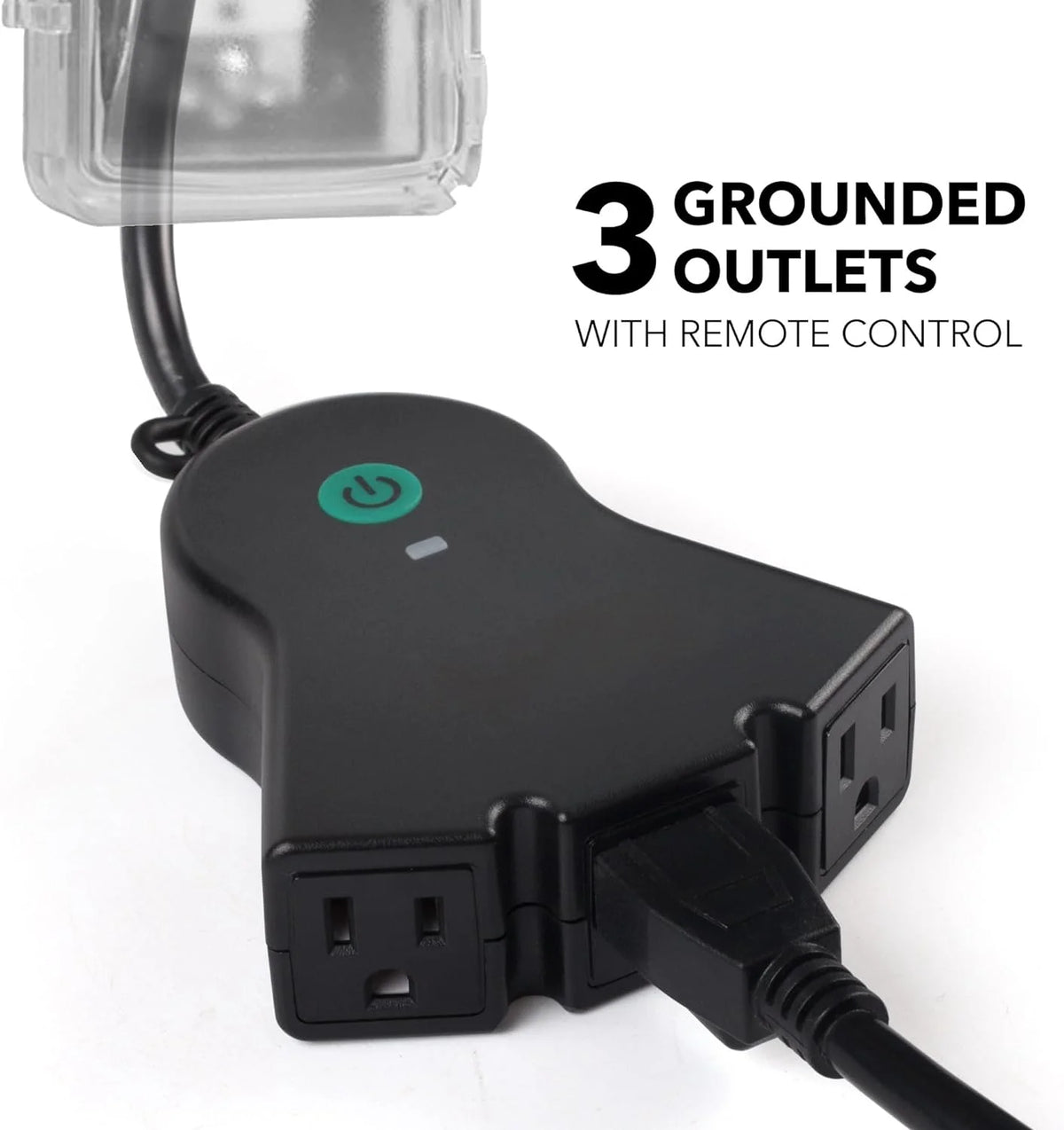 Black 3-Prong Outdoor Indoor Wireless Remote Control Outlet K11017