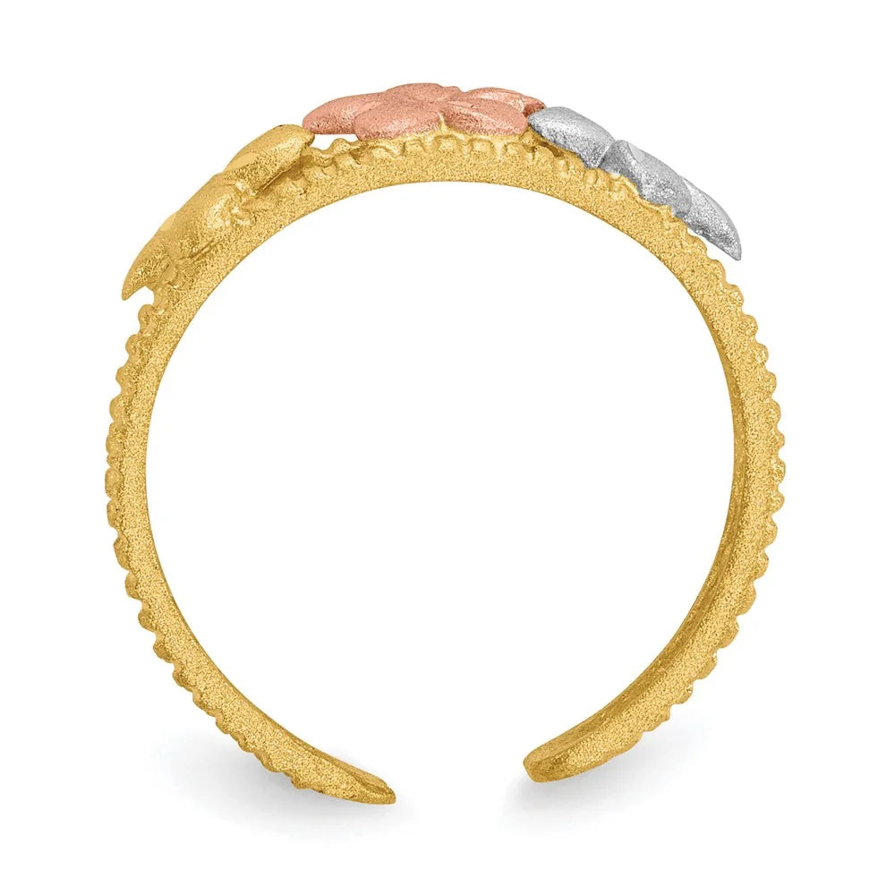 14 Karat Two-tone Plumeria Toe Ring N8373