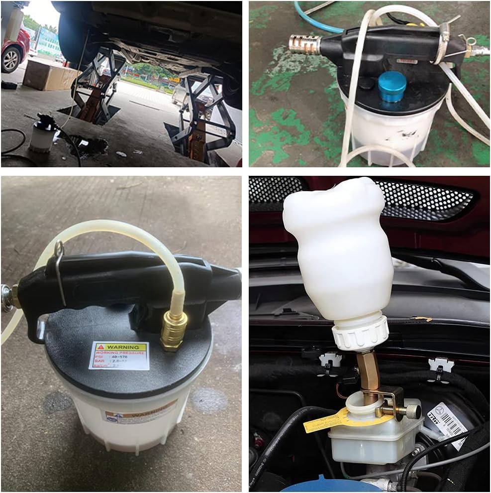 Vacuum Brake Bleeder Kit Pneumatic Tool Kit 2L Brake Fluid Extractor and 1L Refilling Bottle and Accessories Pack of 2 G370