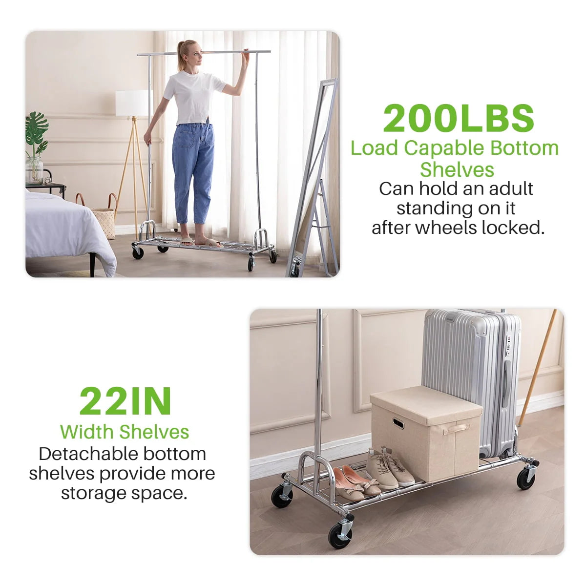 450 lbs Clothing Rack with Shelves C740