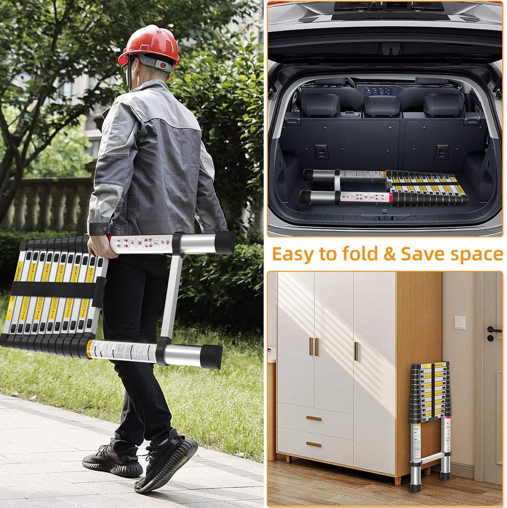 10.5ft Aluminum Telescoping Ladder with Hook Q343