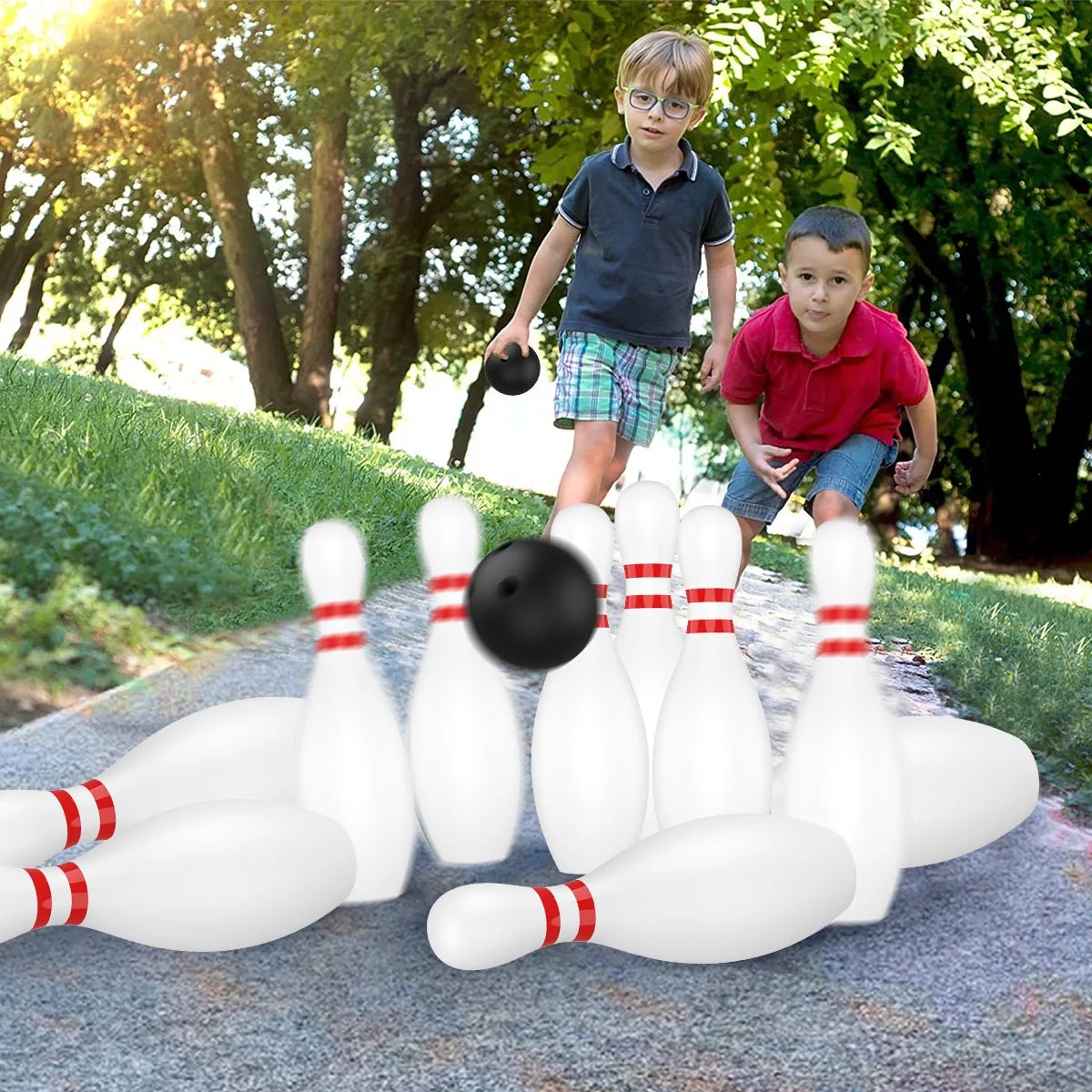 12 Pcs Kids Bowling Set with 10 White Pins and 2 Balls U57275