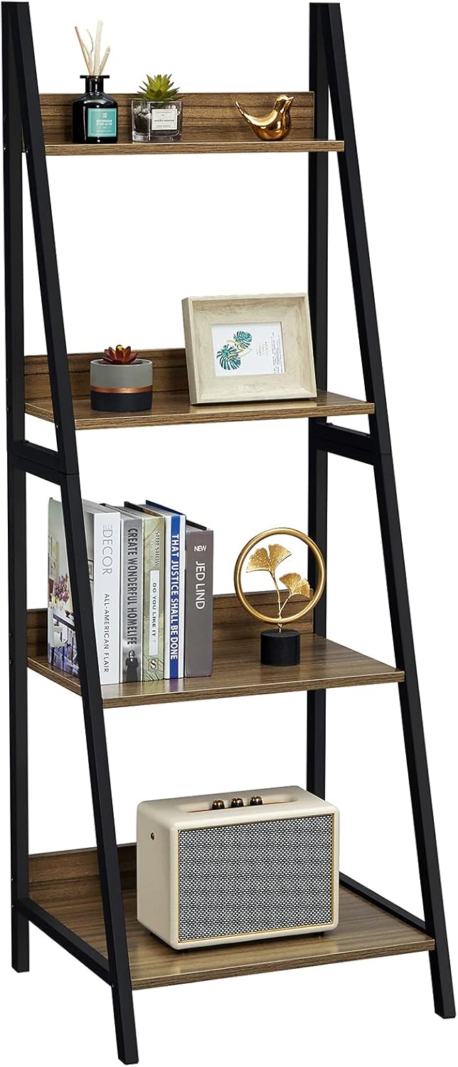 Walnut 4 Tier Ladder Shelf Bookcase W4774