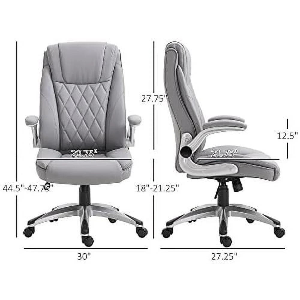 Grey Faux Leather Ergonomic Home Office Chair U835