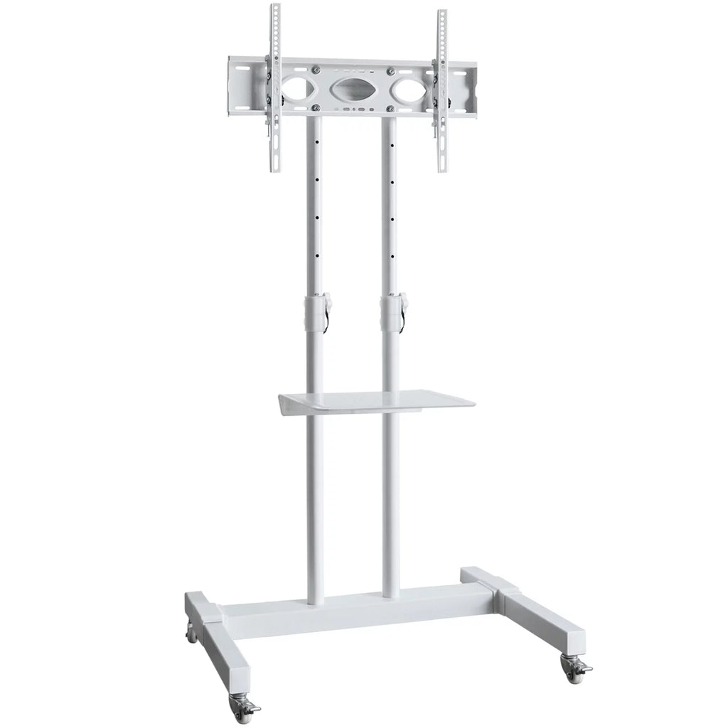 Tall TV Stand with Wheels for 32 to 85 Inch Flat Panel TVs, White Shelf Q561